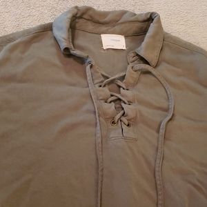 Harper green tie front shirt